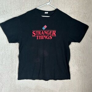 Stranger Things Dominos Mind Ordering  Colab Men's T-shirt Black Size XLarge